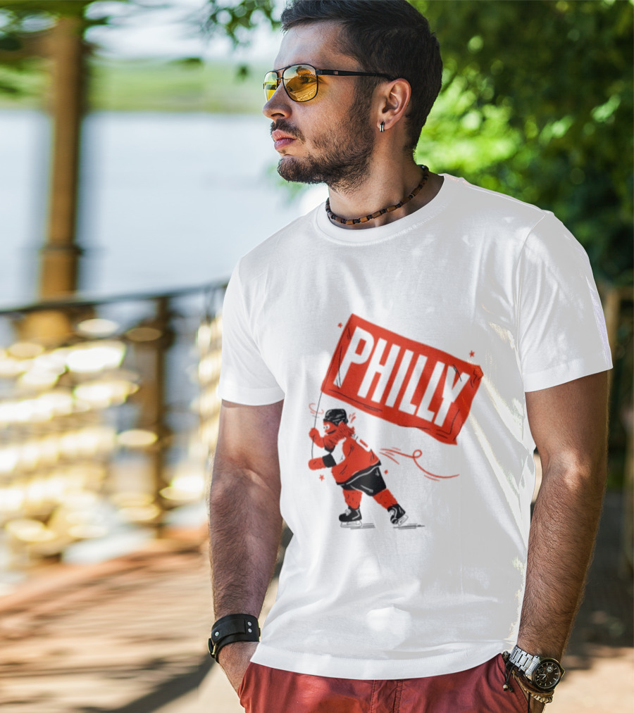 Gritty Philly Flag Philadelphia Flyers Hockey Rally Fan T-Shirt