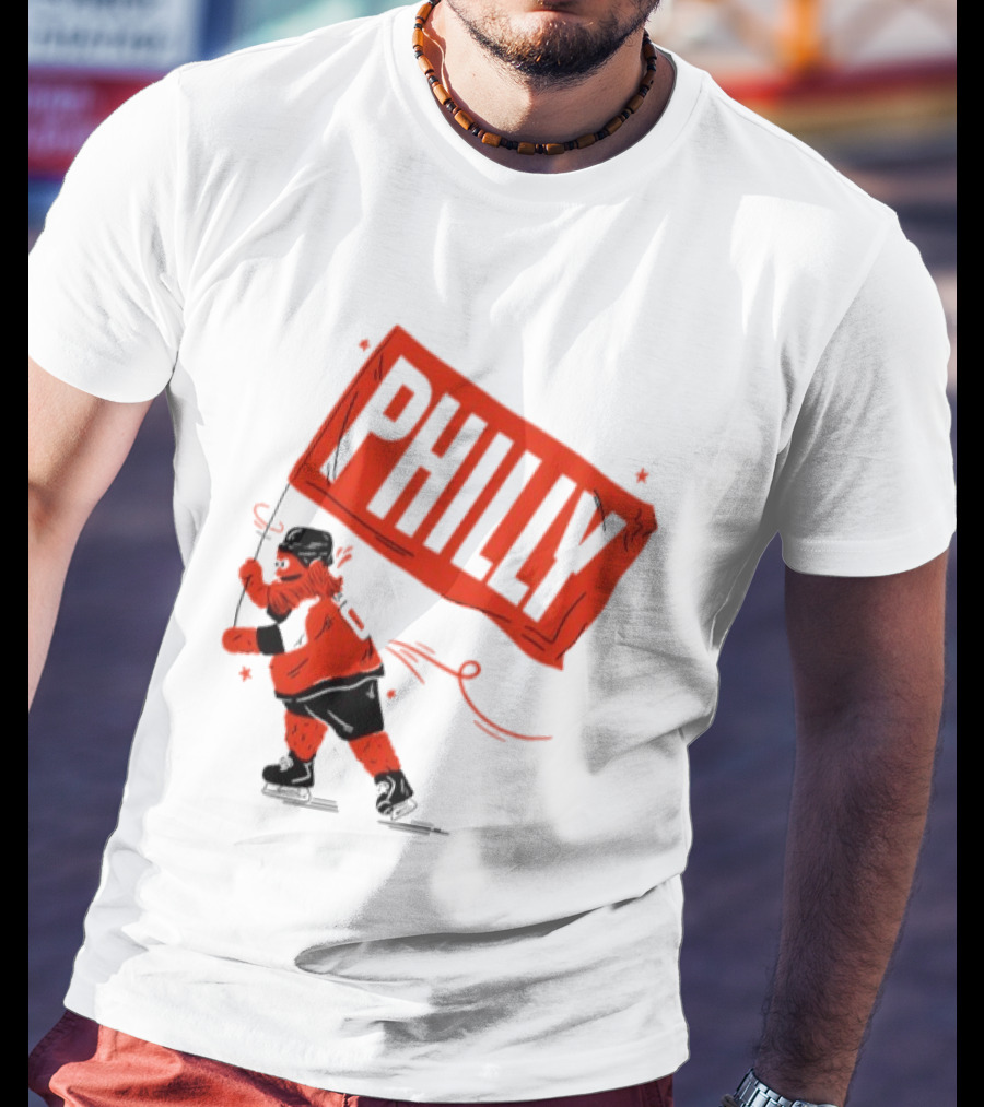 Gritty Philly Flag Philadelphia Flyers Hockey Rally Fan T-Shirt
