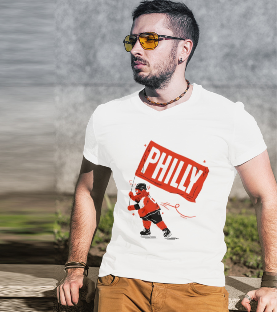 Gritty Philly Flag Philadelphia Flyers Hockey Rally Fan T-Shirt