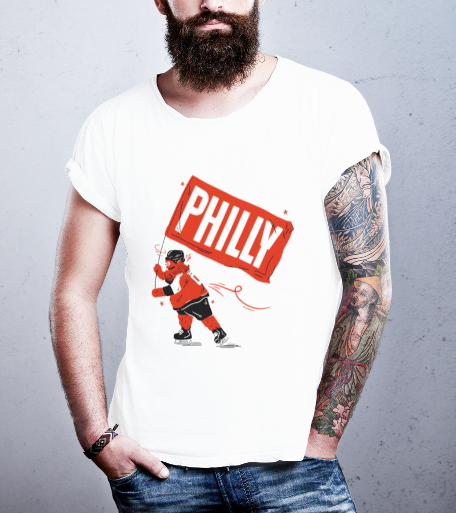 Gritty Philly Flag Philadelphia Flyers Hockey Rally Fan T-Shirt