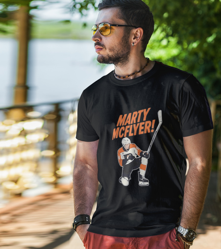 Marty McFlyer Philadelphia Flyers Hockey NHL 2026 Retro Mashup T-Shirt