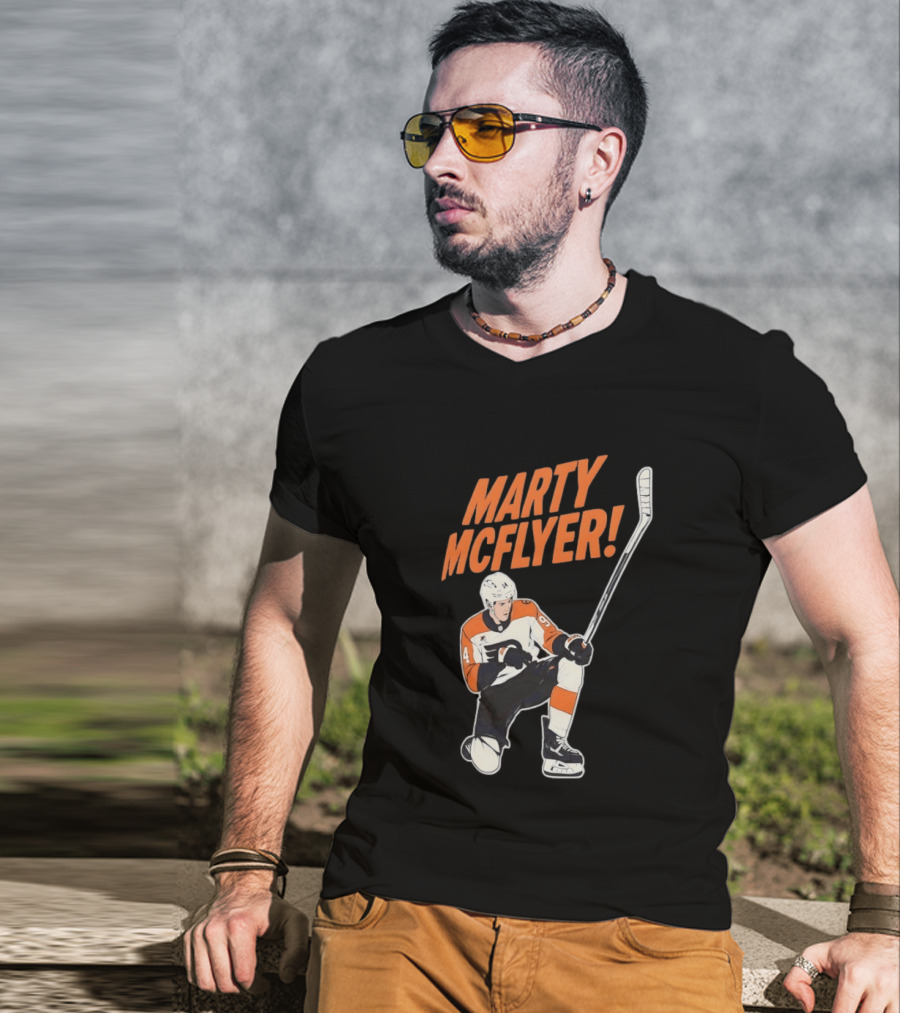 Marty McFlyer Philadelphia Flyers Hockey NHL 2026 Retro Mashup T-Shirt