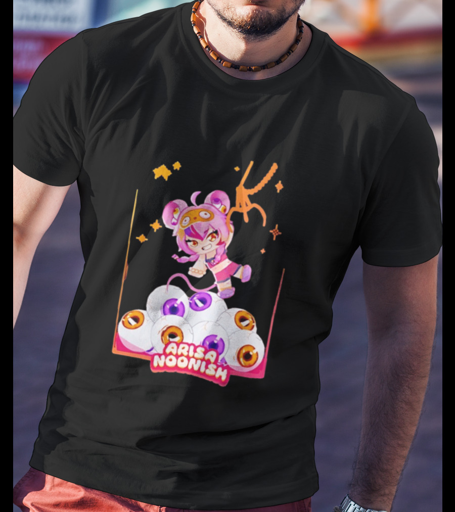 Playful Arisa Noonish With Seven Eyes Anime Character And Stars T-Shirt