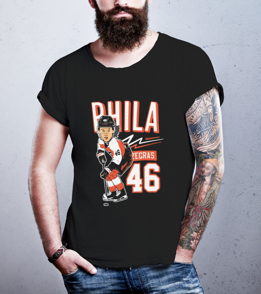 Phila Zegras 46 Caricature Philadelphia Flyers NHL Hockey 2026 T-Shirt