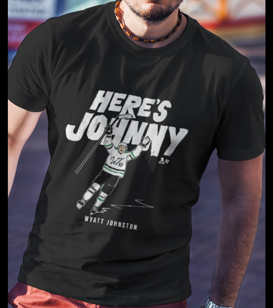 Wyatt Johnston Here's Johnny Hockey Celebration T-Shirt