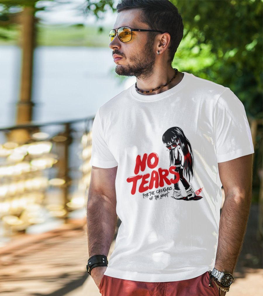 No Tears For The Creatures Of The Night Anime Gothic Style With Red Highlights T-Shirt