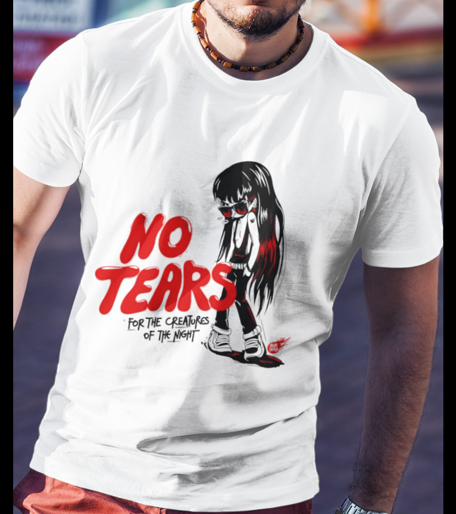 No Tears For The Creatures Of The Night Anime Gothic Style With Red Highlights T-Shirt