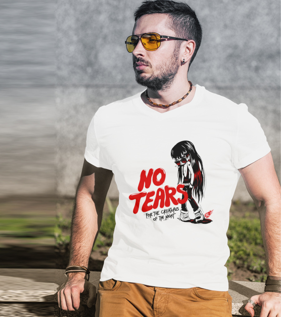 No Tears For The Creatures Of The Night Anime Gothic Style With Red Highlights T-Shirt