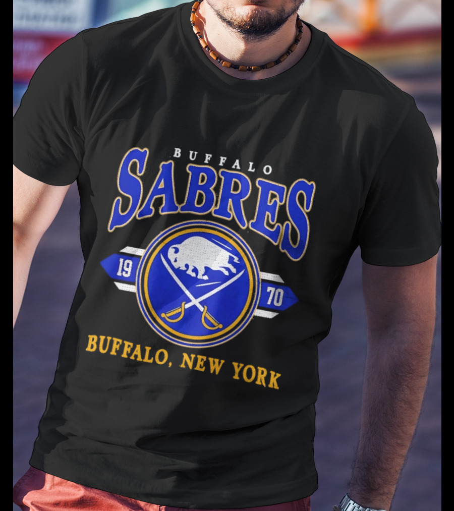 Buffalo Sabres 1970 Hockey Buffalo New York NHL Vintage Blue Gold T-Shirt