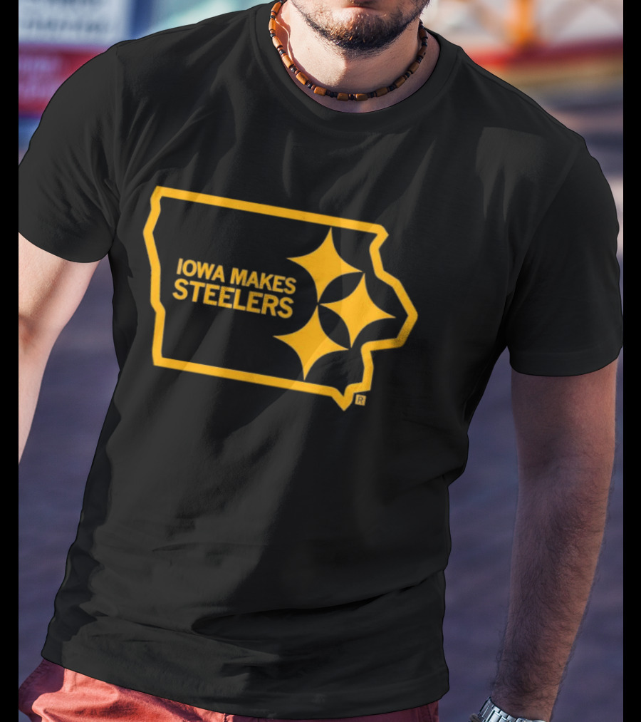 Iowa Makes Steelers Map And Starburst T-Shirt