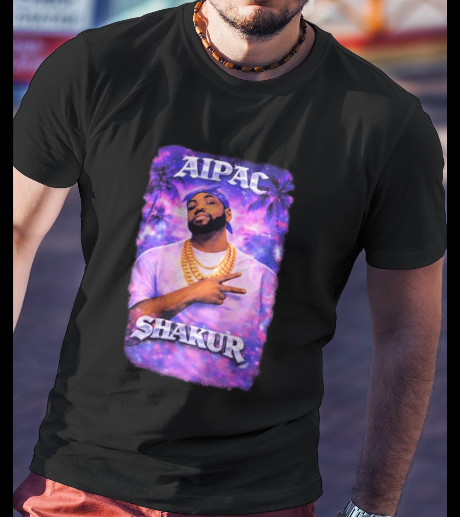 Aipac Shakur Bandana Chains Purple T-Shirt