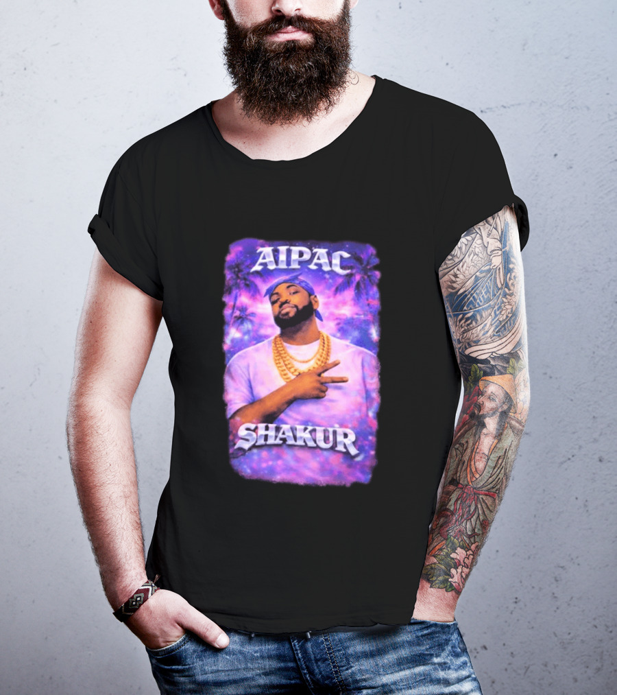Aipac Shakur Bandana Chains Purple T-Shirt