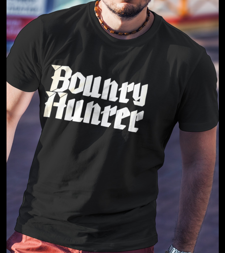 Bounty Hunter Typography Style White T-Shirt