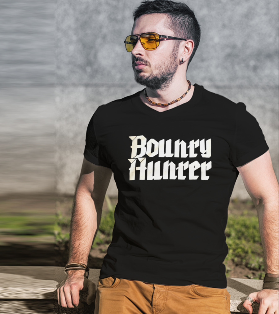 Bounty Hunter Typography Style White T-Shirt