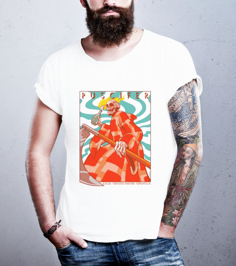 Puscifer Skeleton Art Chicago Theatre 2023 Concert Merchandise T-Shirt