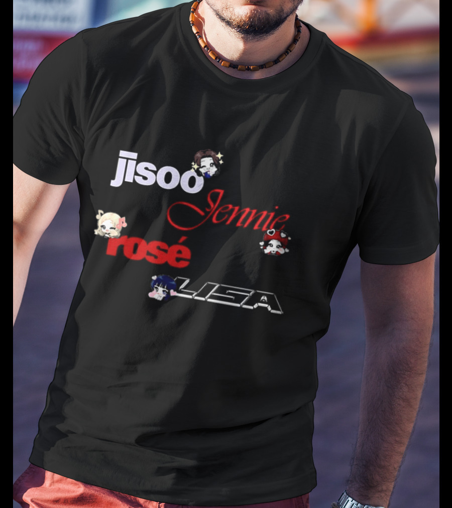 Jisoo Jennie Rosé Lisa Cute Cartoon Characters Fan T-Shirt