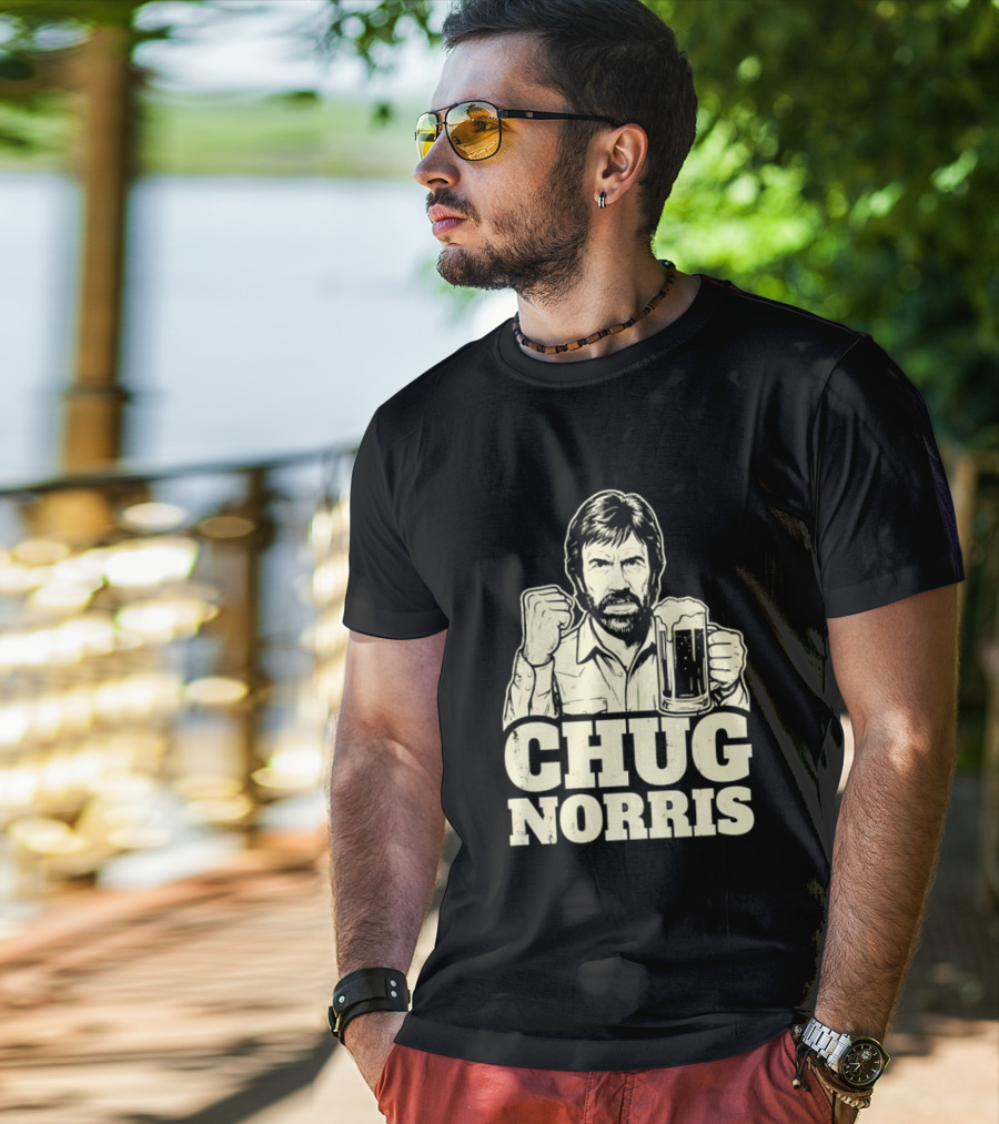 Chug Norris Beer Funny Drinking Joke T-Shirt