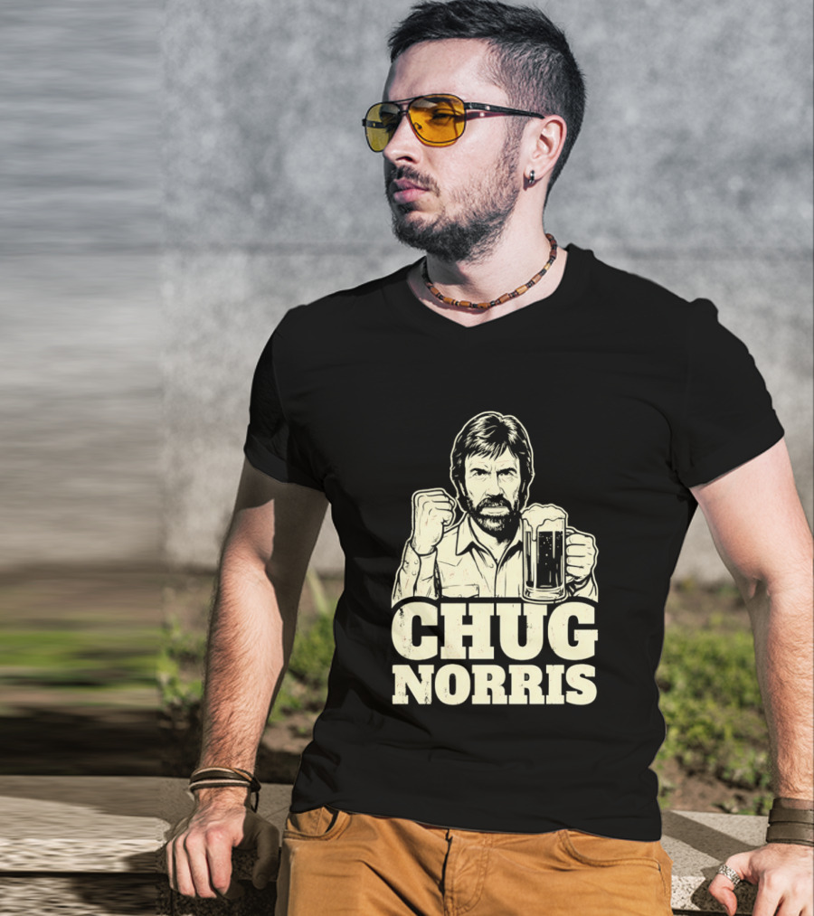 Chug Norris Beer Funny Drinking Joke T-Shirt