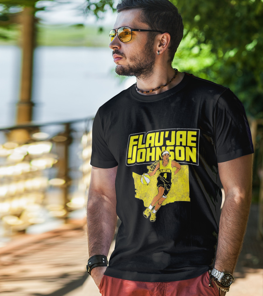 Flau'jae Johnson Basketball Illustration Yellow Seattle Storm T-Shirt