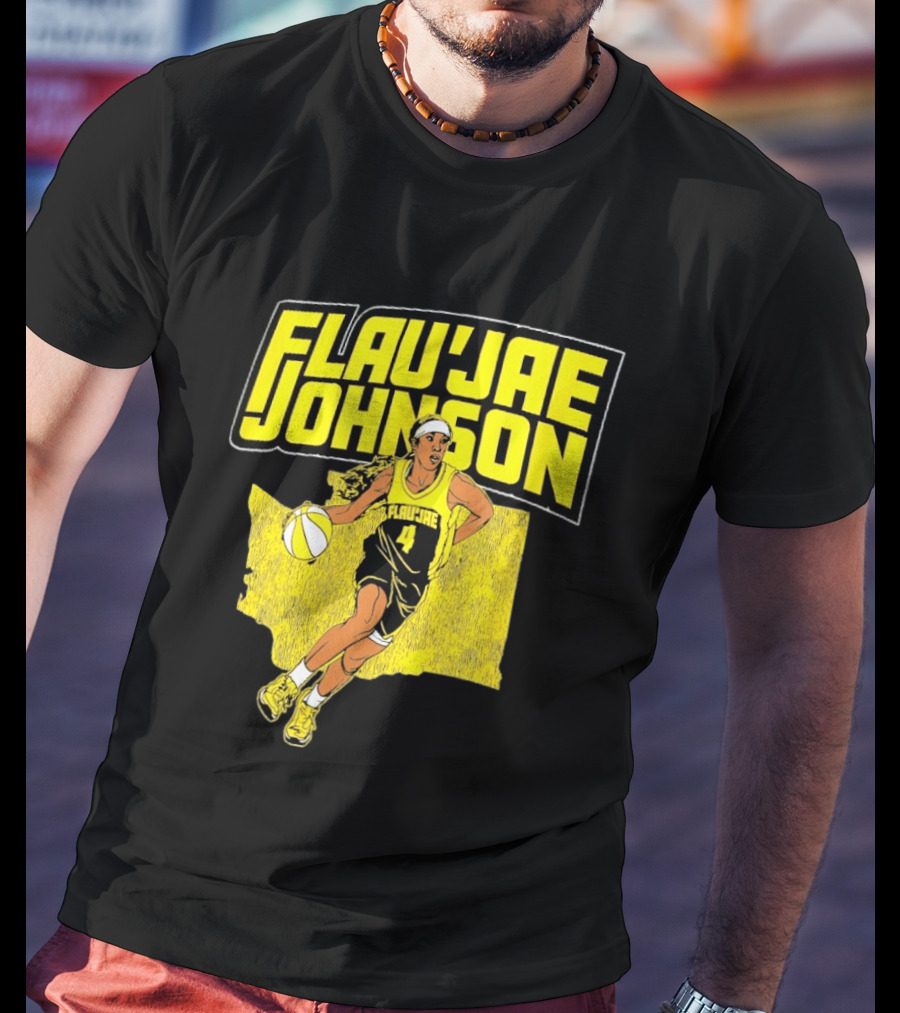 Flau'jae Johnson Basketball Illustration Yellow Seattle Storm T-Shirt