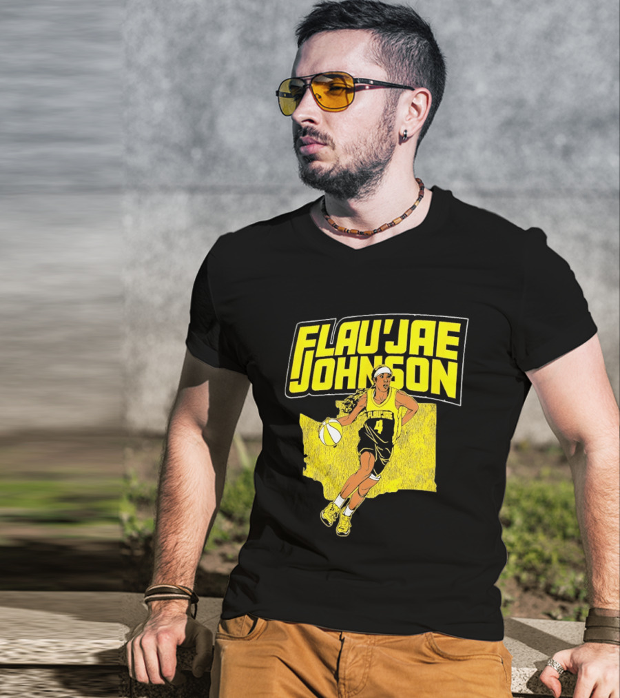 Flau'jae Johnson Basketball Illustration Yellow Seattle Storm T-Shirt