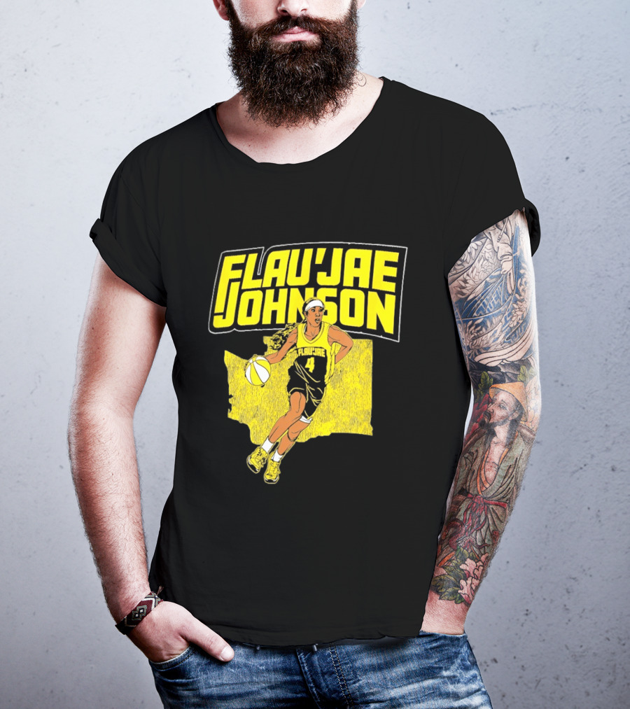 Flau'jae Johnson Basketball Illustration Yellow Seattle Storm T-Shirt