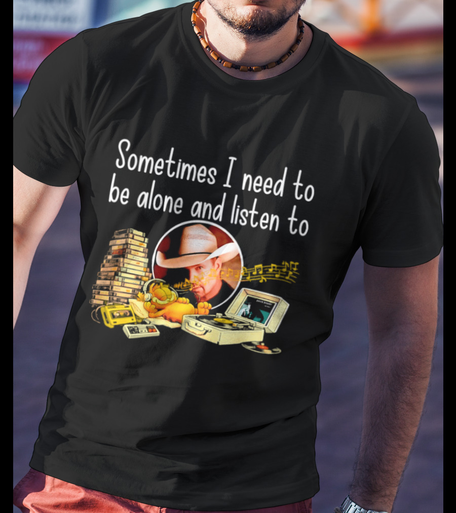 Garth Brooks Orange Cat Sometimes I Need To Be Alone And Listen To Music Retro Stack T-Shirt