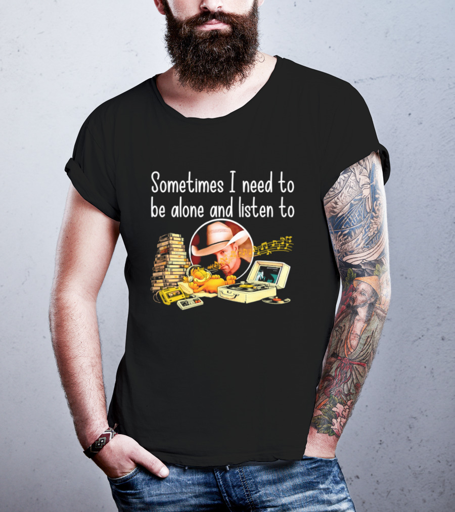Garth Brooks Orange Cat Sometimes I Need To Be Alone And Listen To Music Retro Stack T-Shirt