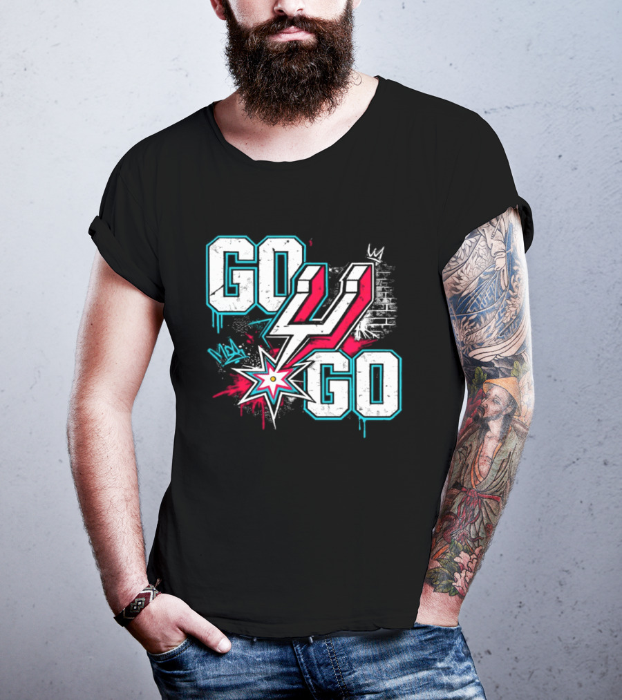 San Antonio Spurs Go Spurs Go Basketball Graffiti 4 Star T-Shirt
