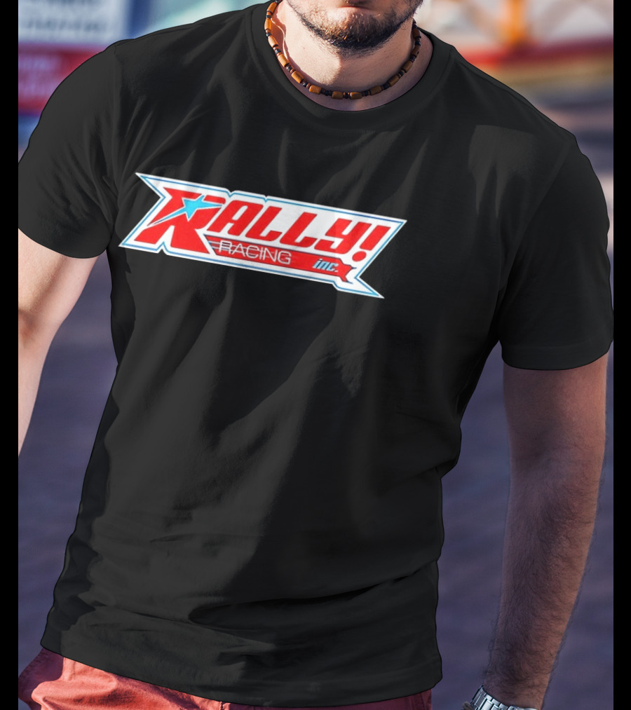 Rally Racing Inc Star Emblazoned Retro Style Red White Blue T-Shirt