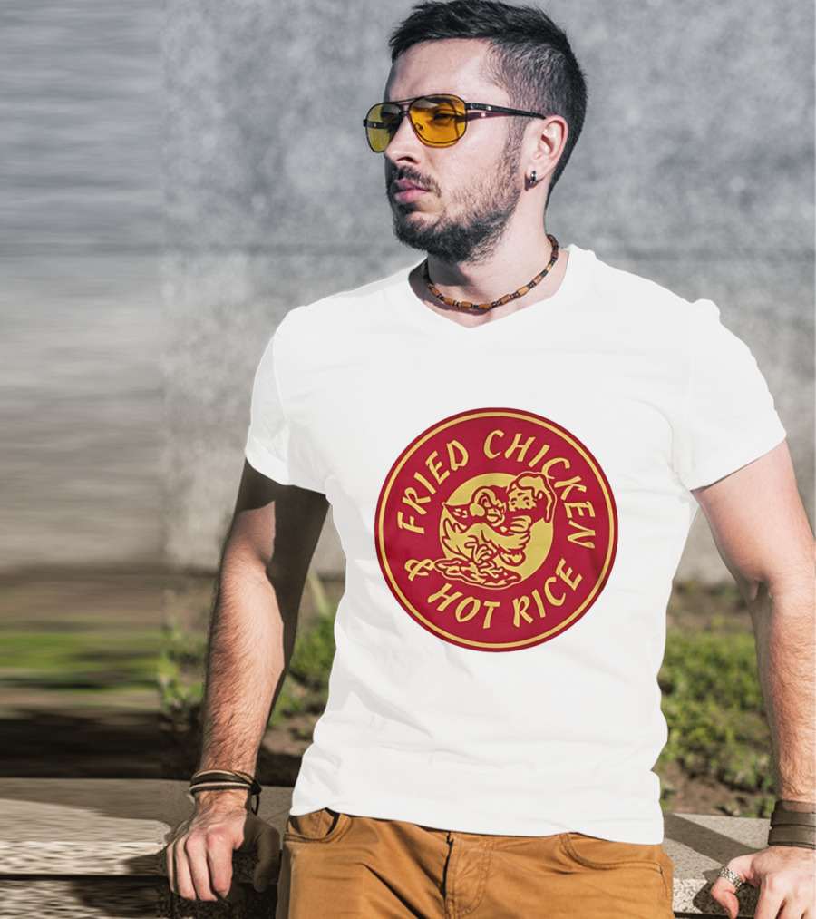 Fried Chicken And Hot Rice Vintage Style Circle T-Shirt