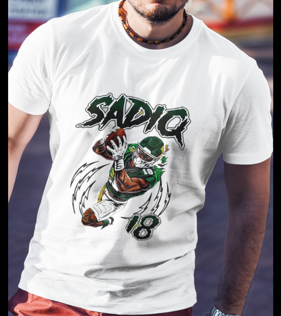 Sadiq 18 New York Jets Hand Drawn Kenyon Football T-Shirt