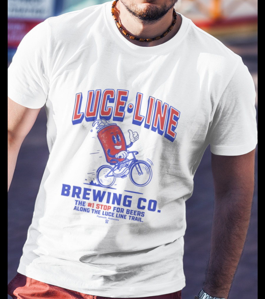 Luce Line Brewing Co The 1 Stop For Beers Along The Luce Line Trail Featuring Cycling Can T-Shirt