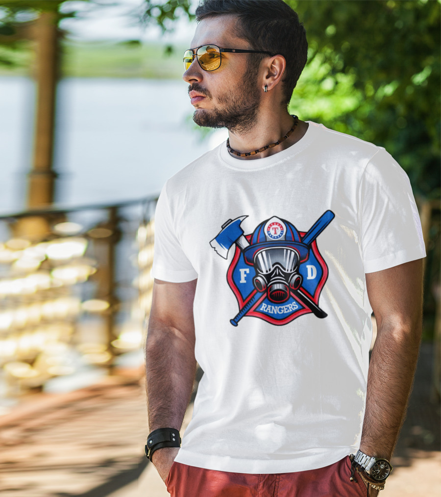 Texas Rangers Firefighter Spirit FD Rangers Ax And Bat T-Shirt