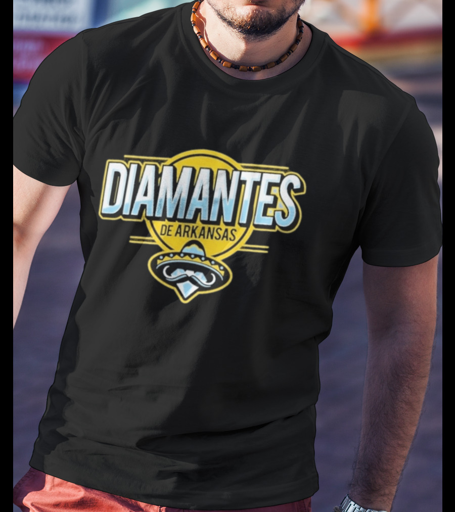 Diamantes De Arkansas Travelers Baseball Team Mustache T-Shirt