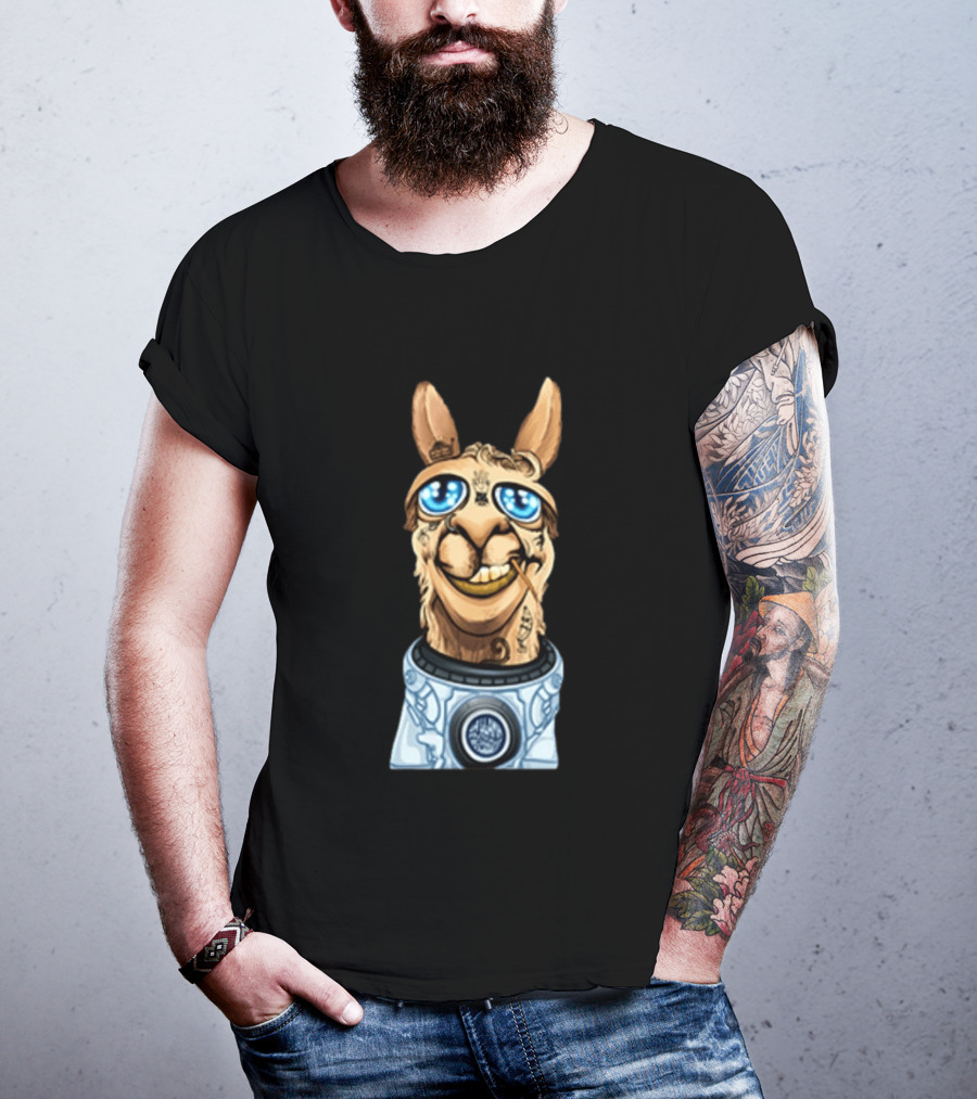 Astronaut Llama Space Adventure With Cosmic Glasses And Spacesuit T-Shirt