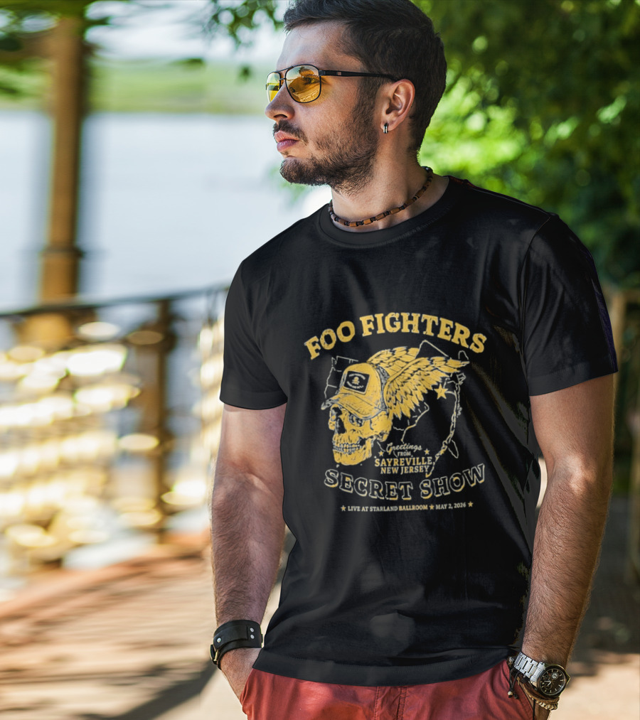 Foo Fighters Sayreville New Jersey 2026 Secret Show Winged Skull Starland Ballroom May 2 T-Shirt