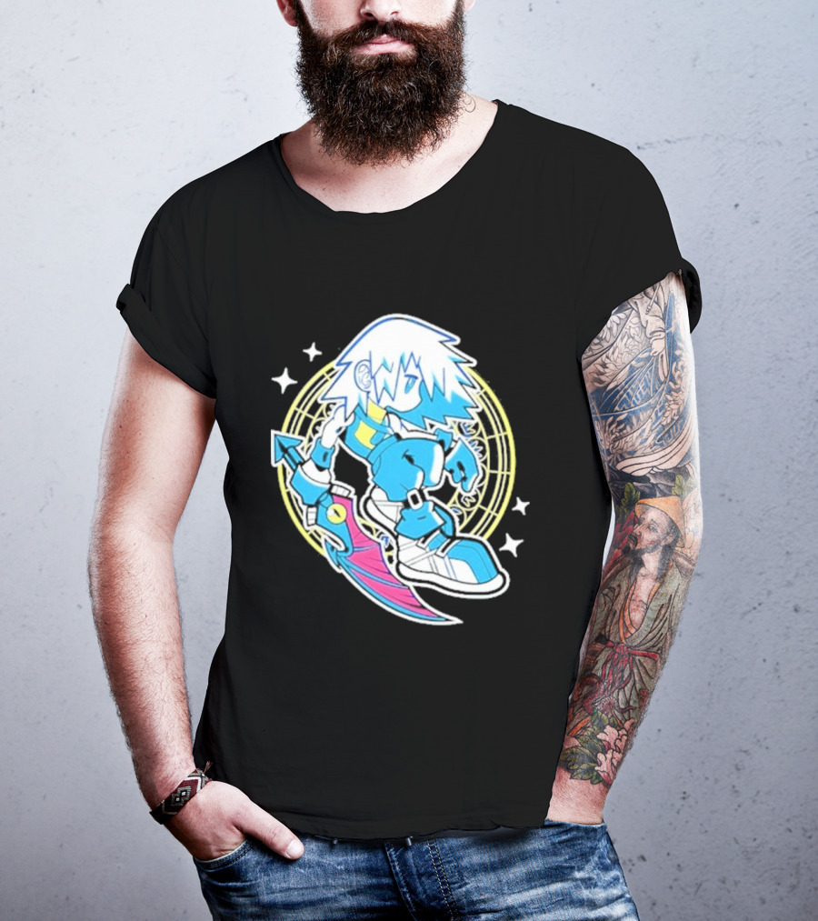 Riku Anime Cartoon Character With Sword And Stars In Pastel T-Shirt