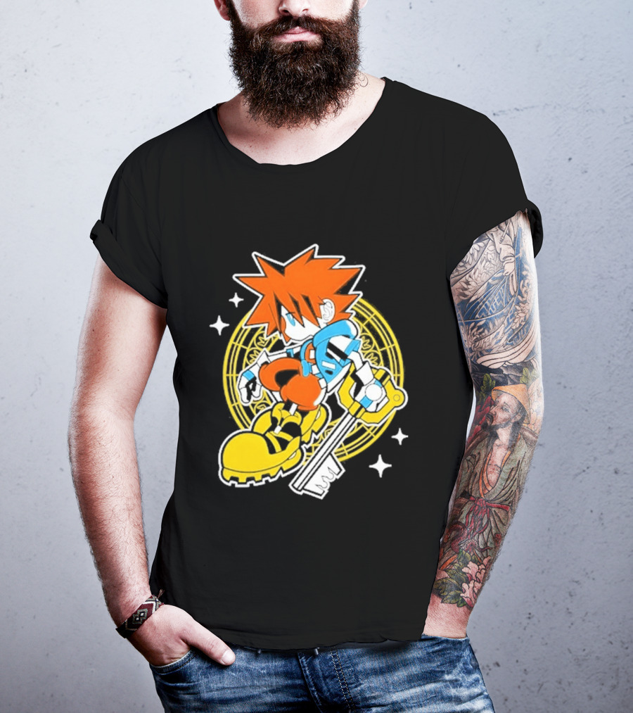 Sora Keyblade Cartoon Character With Bold Colors And Magic Circle T-Shirt