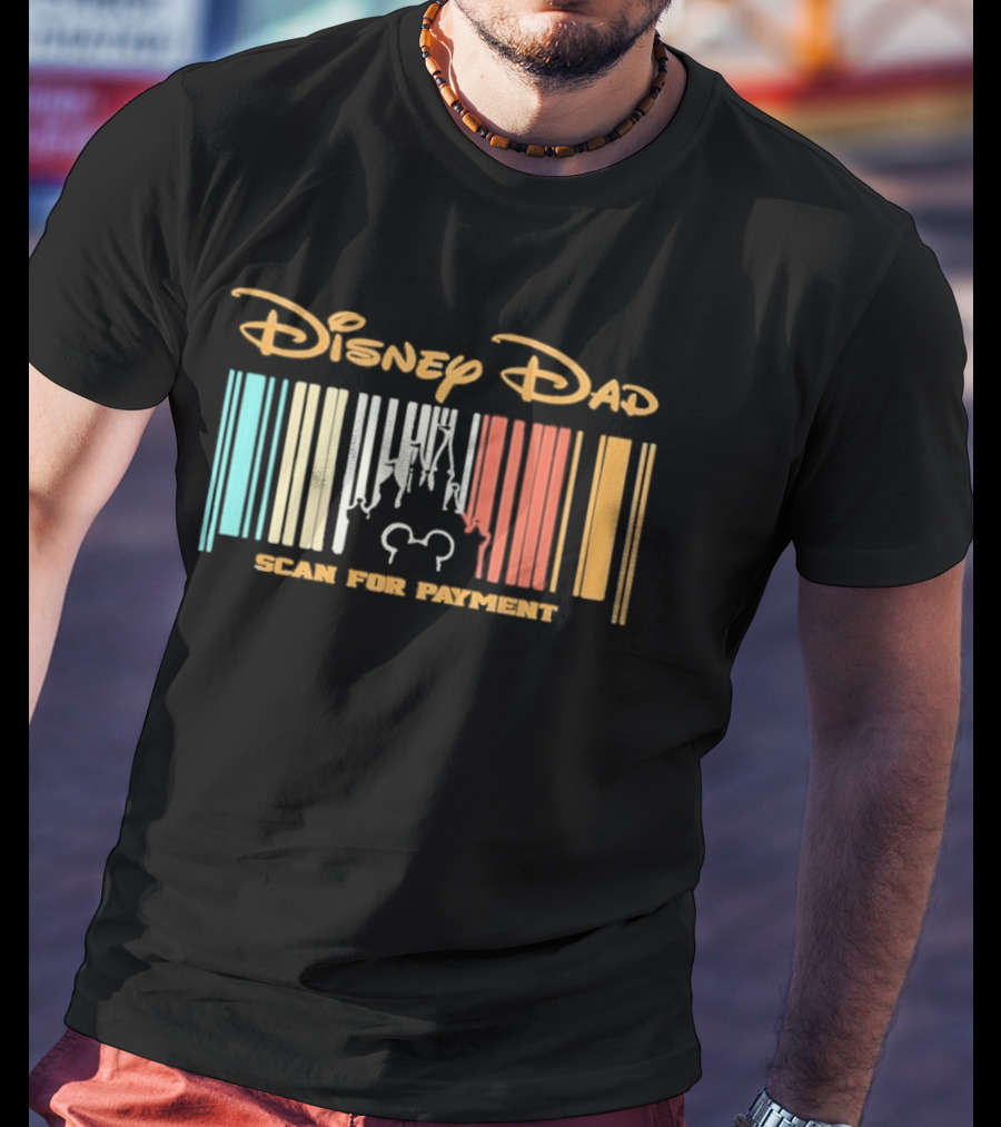 Disney Dad Barcode Castle Scan For Payment Father's Day T-Shirt