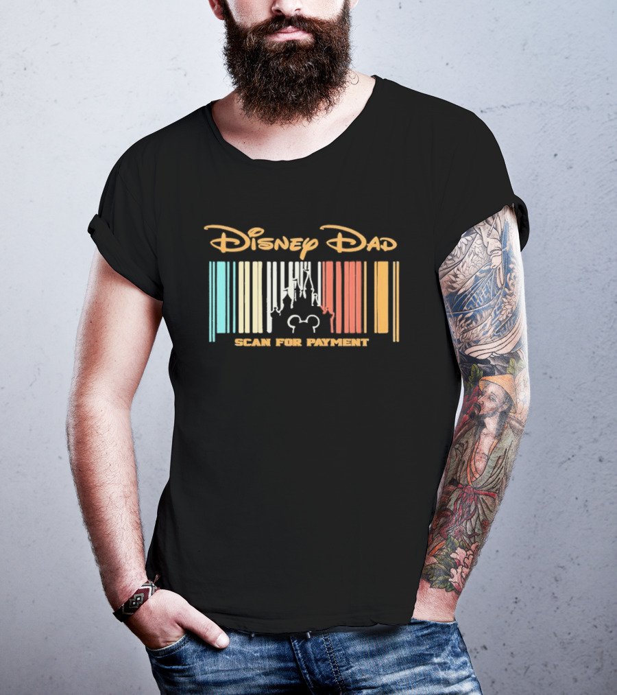 Disney Dad Barcode Castle Scan For Payment Father's Day T-Shirt