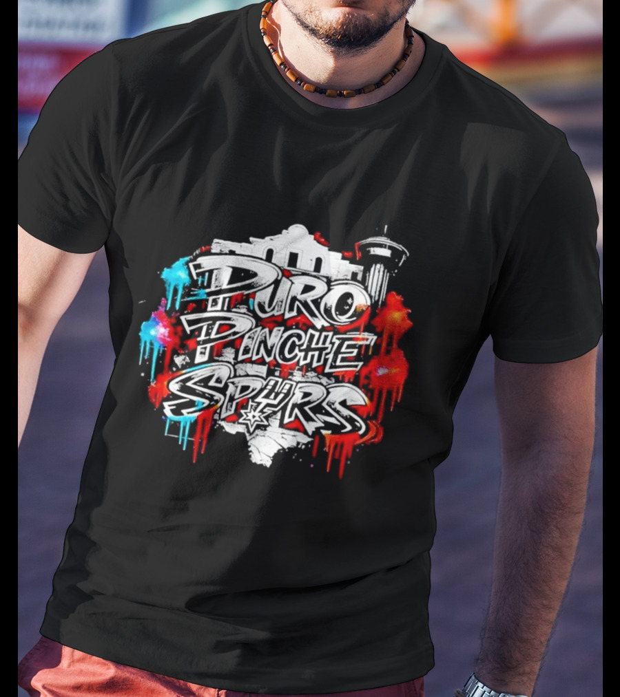 Puro Pinche Spurs San Antonio Vibes Alamo Skyline Fiesta T-Shirt