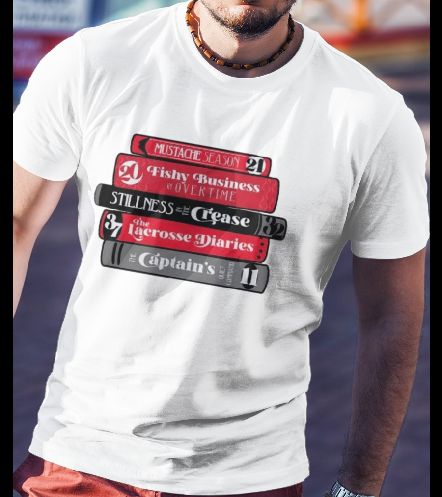 Carolina Hurricanes Hockey Girl Book Club Mustache Season Fishy Business Stillness Crease Lacrosse Diaries Captain's Command T-Shirt