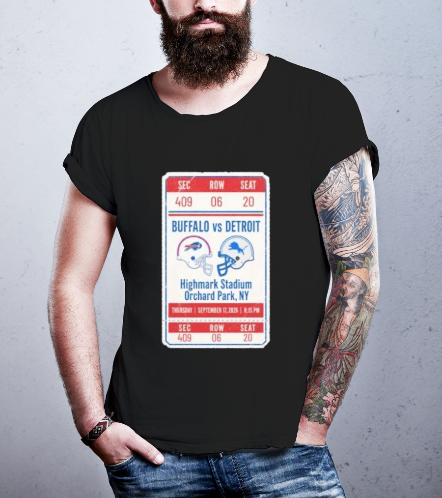 Buffalo Vs Detroit Highmark Stadium Orchard Park NY September 12 2026 Football Match Helmets T-Shirt