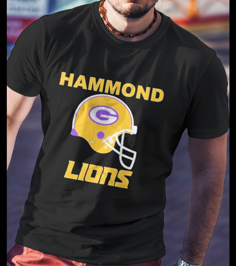 Hammond Lions Yellow Football Helmet Team Spirit T-Shirt