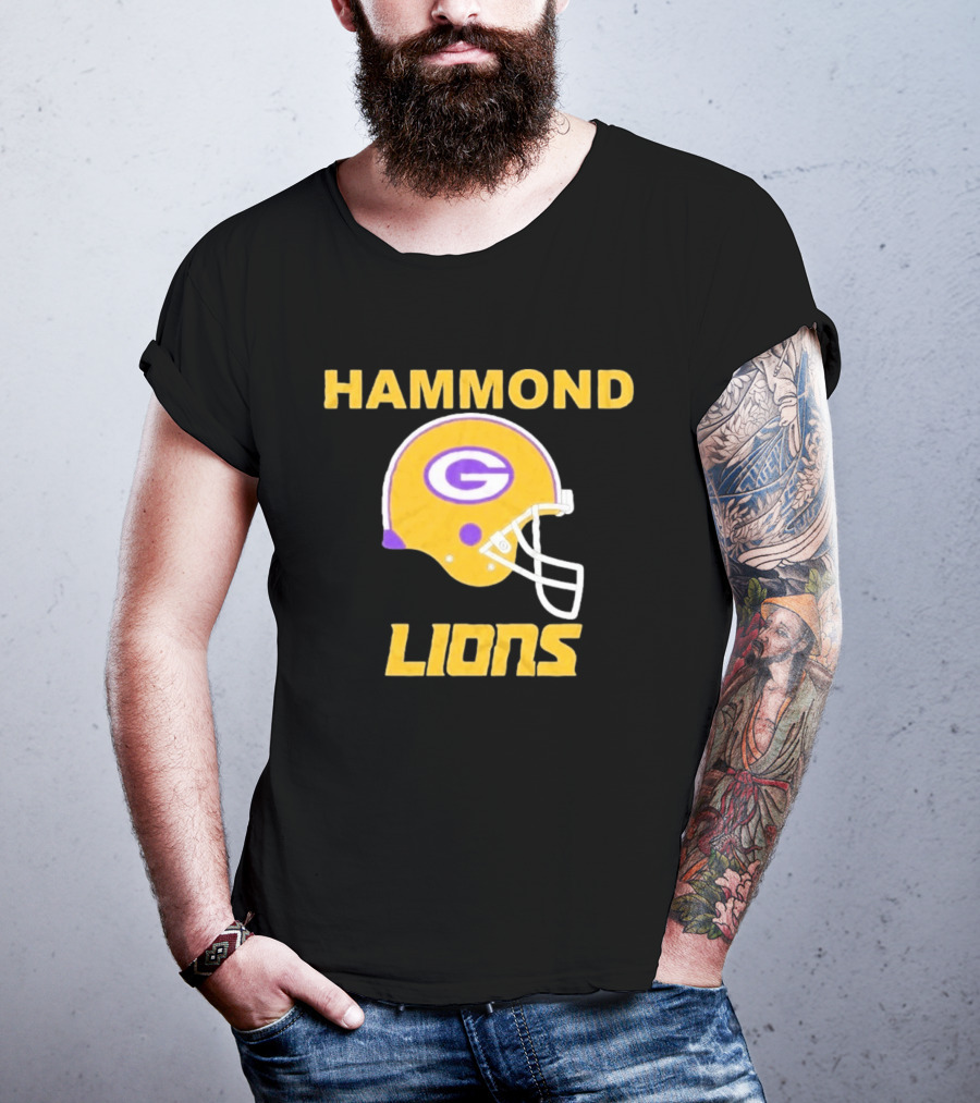 Hammond Lions Yellow Football Helmet Team Spirit T-Shirt
