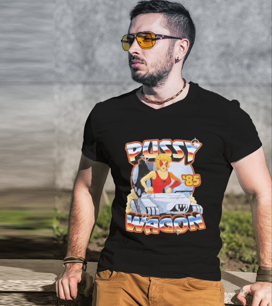 Pussy Wagon 85 Retro Car Girl Tank Cartoon T-Shirt