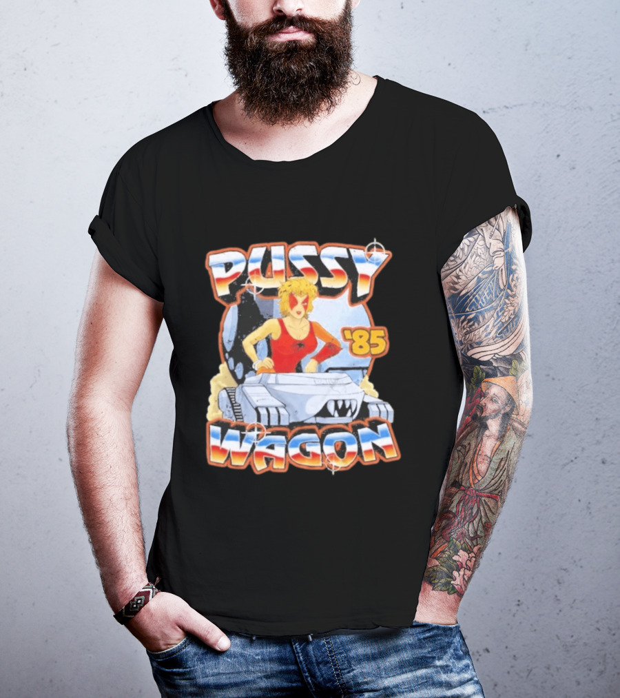 Pussy Wagon 85 Retro Car Girl Tank Cartoon T-Shirt