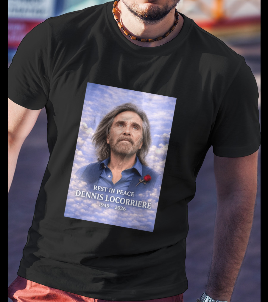 Rest In Peace Dennis Locorriere 1949 2026 Memorial Tribute With Rose And Clouds T-Shirt
