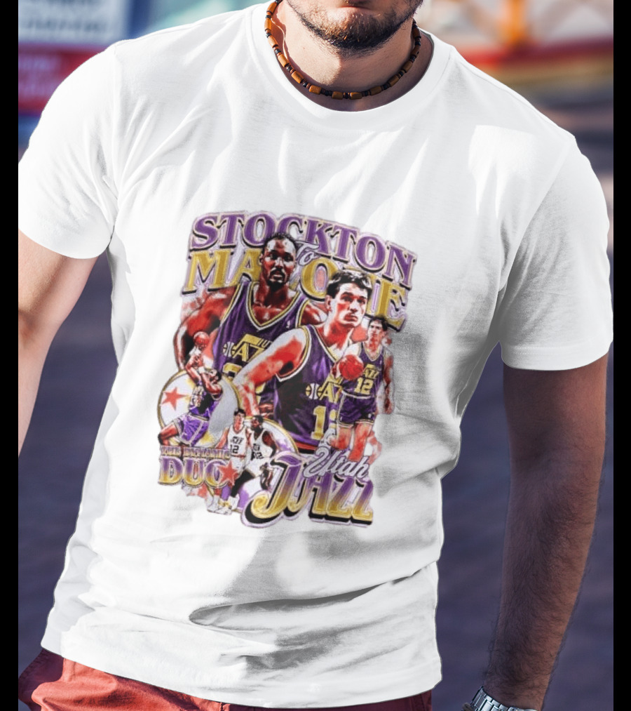 Stockton To Malone Utah Jazz Dynamic Duo Basketball Legends T-Shirt